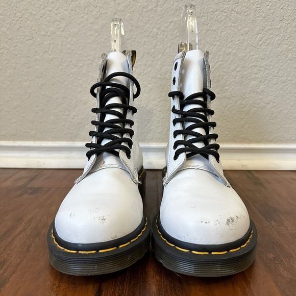DR. MARTENS Womens 1460 8-Eye Leather Boot in White - Picture 2 of 11